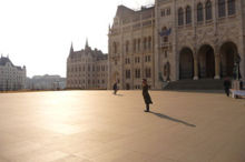 Outside Parliament, <br />Budapest