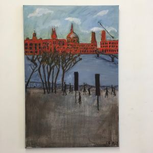 Bankside View (Oil on Canvas)